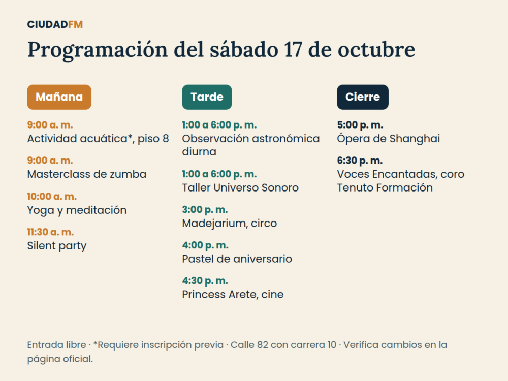 programacion centro felicidad chapinero 17 octubre